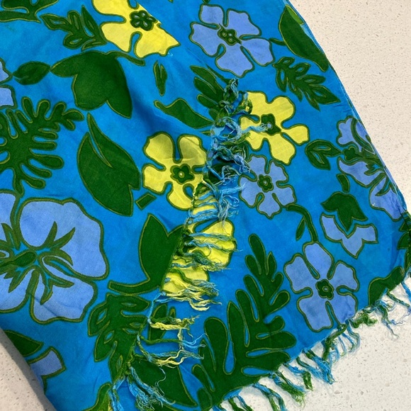 Free with purchase RICKIS SWIMWEAR teal blue green wrap sarong fringe pareo - Picture 2 of 5